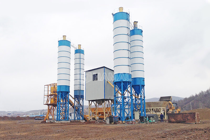 HZS90 stationary batching mixing plant